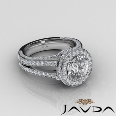 Halo Split Shank Bridge Accent diamond Ring 18k Gold White
