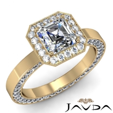 Halo Pave Eternity Filigree diamond Ring 14k Gold Yellow