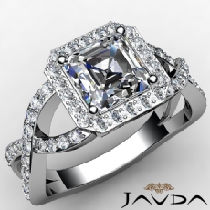 Cross Shank Halo Pave Filigree diamond Ring 18k Gold White
