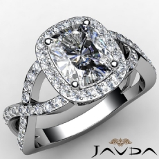Halo Pave Criss Cross Shank diamond Ring Platinum 950