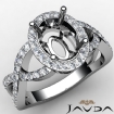 Oval Diamond Engagement Semi Mount Split-Curve Shank Ring 18k White Gold 0.6Ct - javda.com 