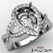 Split-Curve Shank Diamond Engagement Pear Semi Mount Ring Platinum 950 0.72Ct - javda.com 