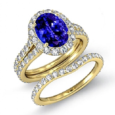 Halo Pave Wedding Bridal Set diamond Ring 18k Gold Yellow