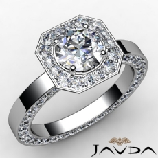 Hexagon Halo Pave Eternity diamond Ring Platinum 950