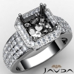Diamond Engagement Ring Asscher Semi Mount 14k White Gold Halo Pave Setting 2Ct - javda.com 