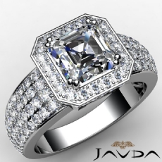 4 Row Shank Circa Halo Pave diamond Ring 14k Gold White