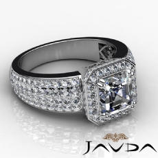 4 Row Shank Circa Halo Pave diamond Ring 18k Gold White