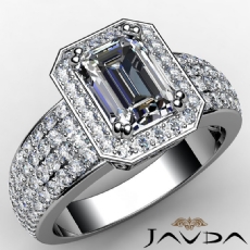 4 Row Micro Pave Shank Halo diamond Ring 18k Gold White