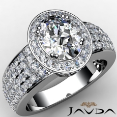 Heavy Design Halo Micro Pave diamond Ring Platinum 950