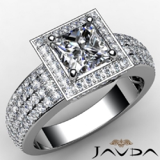 Circa Halo 4 Row Pave Shank diamond Ring 18k Gold White