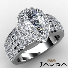 Petite Pave Halo 4 Row Shank diamond Ring 18k Gold White