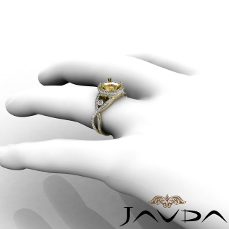 1.4Ct Diamond Engagement Ring 14k Gold Yellow Round Semi Mount Halo Pave Setting