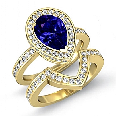 Circa Halo Bridal Set diamond Ring 14k Gold Yellow