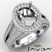 Halo Pave Diamond Engagement Elegant Ring 18k White Gold Oval Semi Mount 1.5Ct - javda.com 