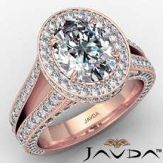 Split Shank Halo Pave Bridge diamond Ring 18k Rose Gold