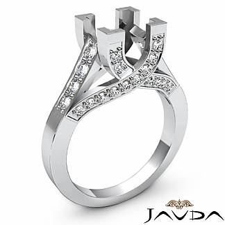 0.8Ct Princess Diamond Solitaire Engagement Ring Setting Platinum 950 Semi Mount