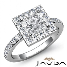 Circa Halo Sidestone Pave Set diamond Ring 14k Gold White