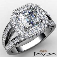 Split Shank Halo diamond Ring 18k Gold White