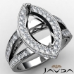 Diamond Engagement Ring Marquise Semi Mount Platinum 950 Pave Setting 0.79Ct - javda.com 
