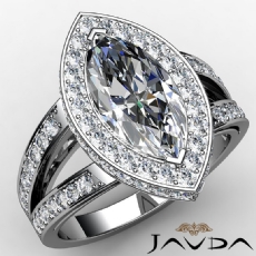 Pave Circa Halo Split Shank diamond Ring 18k Gold White