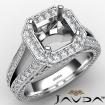 Halo Pave Set Diamond Engagement Ring Platinum 950 Asscher Semi Mount 1.5Ct - javda.com 