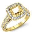 1.25Ct Halo Setting Diamond Engagement Asscher Semi Mount Ring 18k Gold Yellow