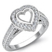 1.25Ct Halo Pave Setting Diamond Engagement Heart Semi Mount Ring 18k Gold White