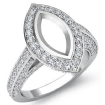 1.65Ct Pave Setting Diamond Engagement Marquise Semi Mount Ring 18k White Gold - javda.com 