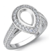 2Ct Halo Pave Setting Diamond Engagement Pear Semi Mount Ring 18k White Gold - javda.com 