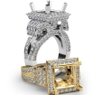Diamond Princess Antique & Vintage Semi Mount Engagement Halo Setting Ring Platinum 950 2.25Ct - javda.com 