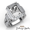 Emerald Diamond Vintage Semi Mount Engagement Ring 14k White Gold Halo 2.7Ct - javda.com 