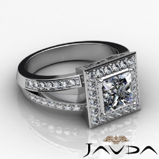 0.6Ct Diamond Engagement Ring Princess Semi Mount Platinum Halo Setting