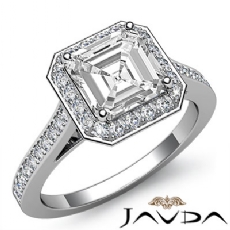 Bezel Accent Halo Pave diamond Ring 18k Gold White