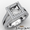 Halo Pave Diamond Engagement Ring Platinum 950 Princess Semi Mount 1.5Ct - javda.com 