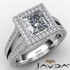 Split Shank Halo Micropave diamond Ring 18k Gold White