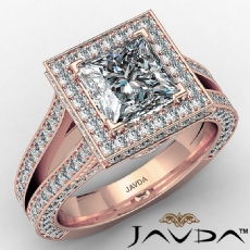 Split Shank Halo Micropave diamond Ring 14k Rose Gold