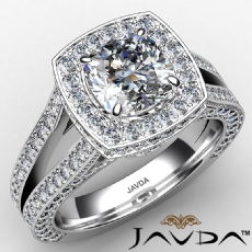 Crown Halo Pave Split Shank diamond Ring 14k Gold White