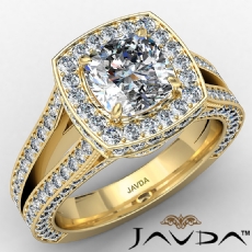 Crown Halo Pave Split Shank diamond  18k Gold Yellow