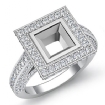 2.15Ct Diamond Engagement Ring Platinum 950 Princess Shape SemiMount Halo Setting - javda.com 