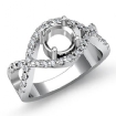 0.5Ct Diamond Engagement Ring Halo Pave Setting Platinum 950 Round Semi Mount - javda.com 