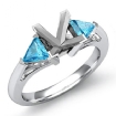 Aquamarine 3 Stone Diamond Ring Princess Setting 18k White Gold 0Ct - javda.com 