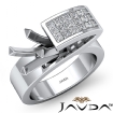 0.65Ct Princess Semi Mount Diamond Engagement Women Ring 18k White Gold - javda.com 