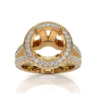 Halo Pave Diamond Engagement Elegant Ring 18k Yellow Gold Round Semi Mount 1.5Ct - javda.com 