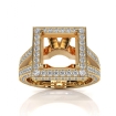 Halo Pave Diamond Engagement Ring 14k Yellow Gold Princess Semi Mount 1.5Ct - javda.com 