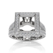 Halo Pave Diamond Engagement Ring 14k White Gold Princess Semi Mount 1.5Ct - javda.com 