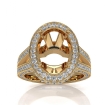 Halo Pave Diamond Engagement Elegant Ring 14k Yellow Gold Oval Semi Mount 1.5Ct - javda.com 