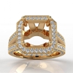 Halo Pave Set Diamond Engagement Ring 18k Yellow Gold Asscher Semi Mount 1.5Ct - javda.com 