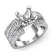 1.25Ct Princess Diamond Semi Mount Engagement Ring Platinum 950 Pave - javda.com 