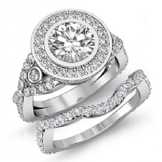 XOXO Halo Bezel Bridal Set diamond Ring 18k Gold White