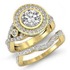 XOXO Halo Bezel Bridal Set diamond  14k Gold Yellow
